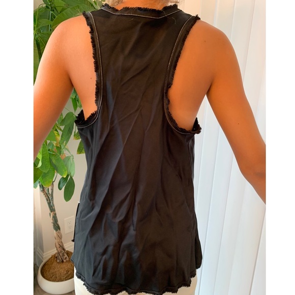 HELMUT LANG black silk tank top medium racerback - Picture 3 of 12